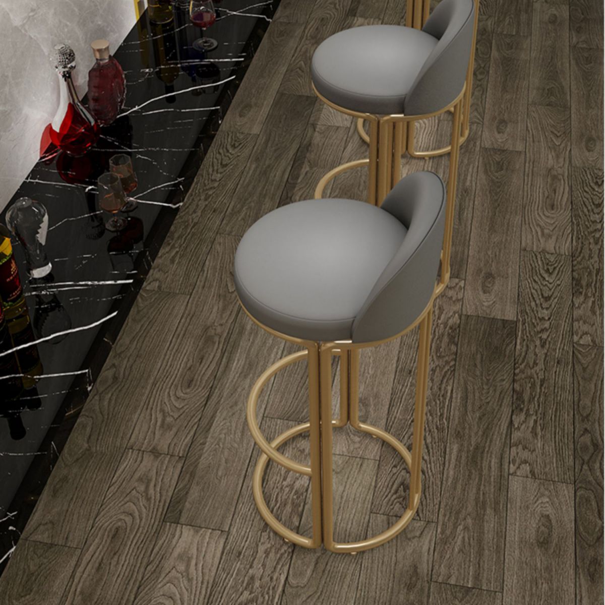 Glam Armless Backrest Counter Stool Iron Restaurant Bar Stool with Cushion and Pedal Clearhalo 'Bar Furniture' 'Bar Stools' 'bar_stools' 'furn' 'furn_bar_stools' 'Furniture' 'Kitchen & Dining Furniture' 1200x1200_ce2ab5be-2e70-421d-94f2-f2ddf35c3b8d