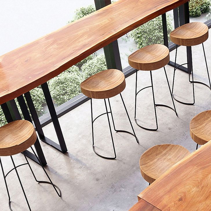 Brown Modern Style Specialty Table Solid Wood and Metal Coffee Shop Bar Table Clearhalo 'Bar Furniture' 'Bar Tables' 'bar_tables' 'furn' 'furn_bar_tables' 'Furniture' 'furniture_bar_tables' 'Kitchen & Dining Furniture' 1200x1200_ce2b0fac-42f8-4c98-96f5-b1060ad2e7df