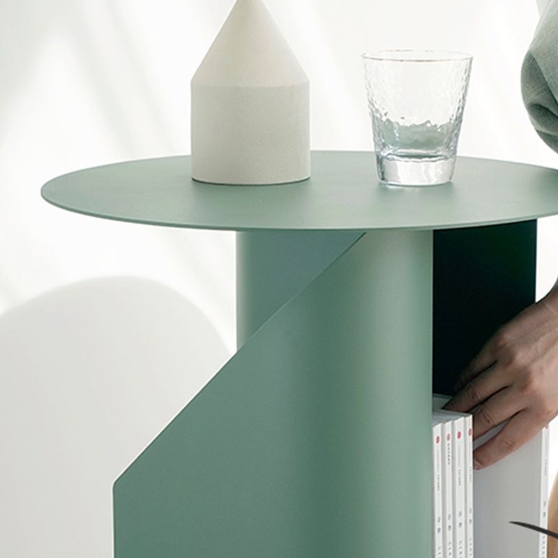 Contemporary Corner Table Round Side Table with Metal Shelves Clearhalo 'Coffee & Accent Tables' 'End & Side Tables' 'end_side_tables' 'furn' 'furn_end_side_tables' 'Furniture' 'Living Room Furniture' 1200x1200_ce2cbca1-0807-433d-8bfd-36988b8c684a