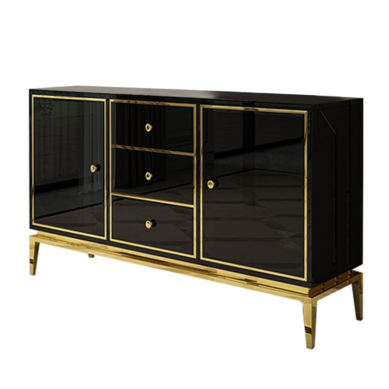 Glam Sideboard Buffet Mirrored 3 Drawers and 2 Doors Cabinets Buffet Sideboard Clearhalo 'buffet_sideboard' 'Buffets & Sideboards' 'furn' 'furn_buffet_sideboard' 'Furniture' 'Kitchen & Dining Furniture' 1200x1200_ce3557e9-59f7-4da7-94c4-2854f5350235
