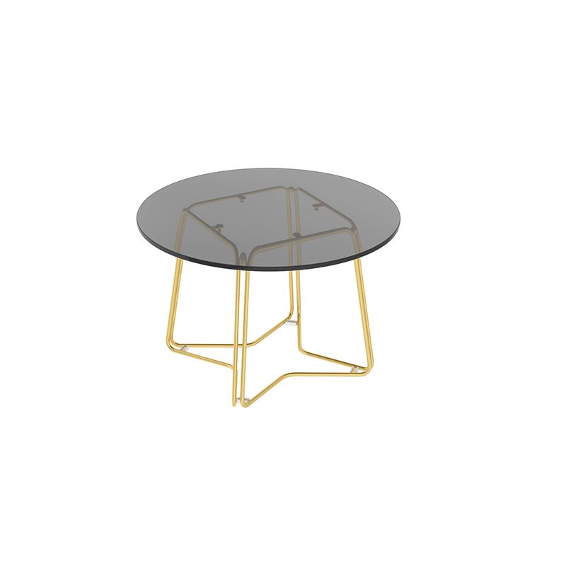 Moderne 11,8 "H ronde glazen salontafel ijzeren abstracte cocktailtafel