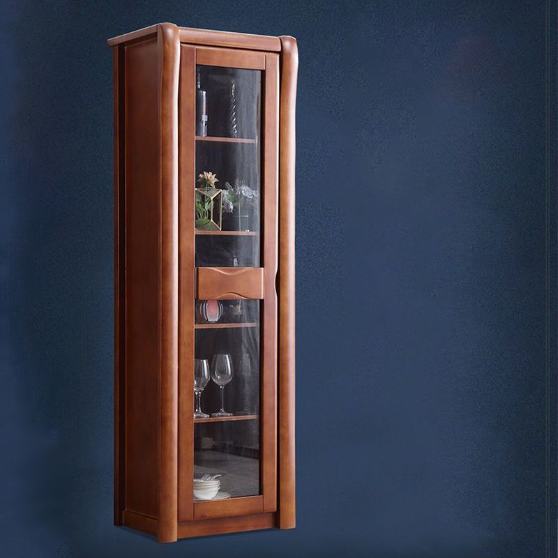 Contemporary Glass Paned Cabinet in Rubberwood 1/2-Door Solid Wood Storage Cabinet Clearhalo 'Cabinets & Chests' 'cabinets_chests' 'furn' 'furn_cabinets_chests' 'Furniture' 'Living Room Furniture' 1200x1200_ce3a73fa-f066-43e8-ae05-bd4841d05df1