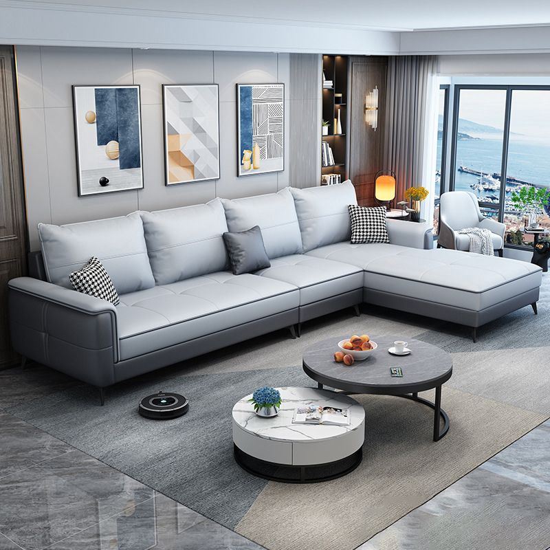 Faux Leather Modern Recessed Arm Sofa 134.6*66.9*38.2 Loose Back Sofa & Chaise Clearhalo 'furn' 'furn_sectionals' 'Furniture' 'furniture_sectionals' 'Living Room Furniture' 'Sectionals' 1200x1200_ce3cf6f6-b5e3-433a-9a9c-bc30760ca84c