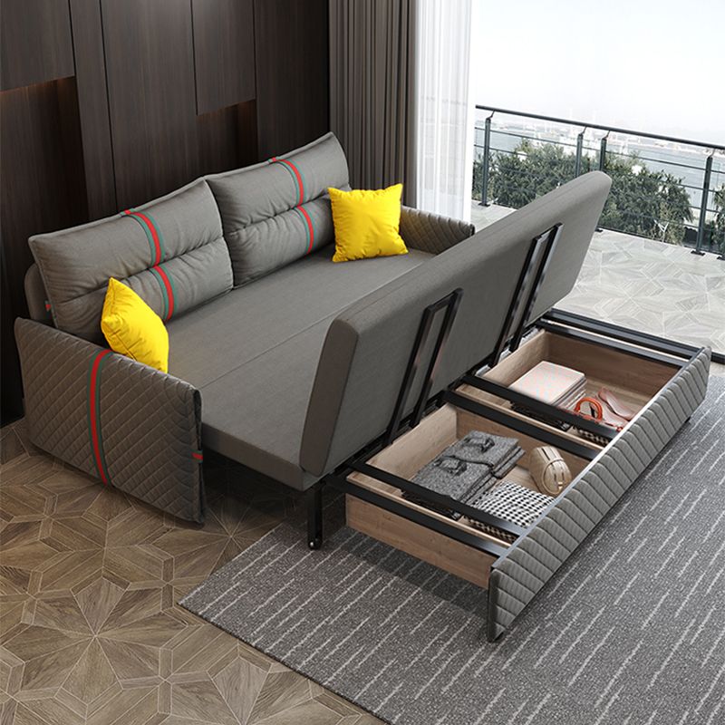 Gray Sleeper Sofa 34.25" Wide Faux leather Sofa Bed with Upholstered