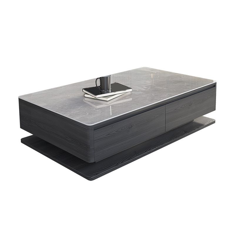 Modern Style Grey/white Slate Top Rectangular Coffee Table with Solid Wood Base Clearhalo 'Coffee & Accent Tables' 'Coffee Tables' 'coffee_tables' 'furn' 'furn_coffee_tables' 'Furniture' 'Living Room Furniture' 1200x1200_ce3f6495-7507-43a9-b6a5-81b491e71e89