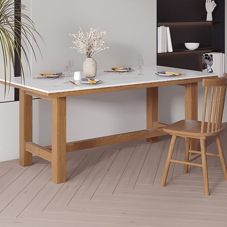 White Stone Top Table Set with Wooden Frame 1/2/5 Pieces Modern Dinette Set Clearhalo 'Dining Room Sets' 'Dining Tables & Seating' 'dining_room_set' 'furn' 'furn_dining_room_set' 'Furniture' 'Kitchen & Dining Furniture' 1200x1200_ce3f6891-6214-4bac-8a24-49e2920b8c3f