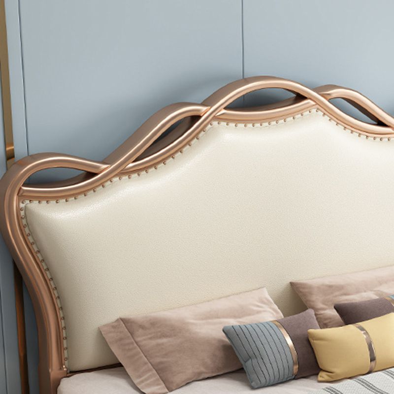 Solid Color Panel Bed Panel Victorian Bed Frame With Custom Gold Legs