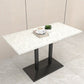 Mesa de comedor de piedra geométrica moderna con base metálica para comedor