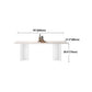Modern White Stone Table Rectangle Dining Room Table for Kitchen