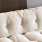 Contemporary Armless Settee Tufted Split-Back White Velvet Sofa