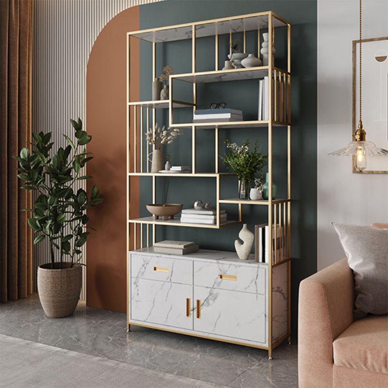 Glam Shelf Bookcase Open Back Metal Book Shelf for Study Room Clearhalo 'Bookcases' 'furn' 'furn_bookcases' 'Furniture' 'Office Furniture' 1200x1200_ce43202b-ff42-416a-b838-0f69fc4334e4