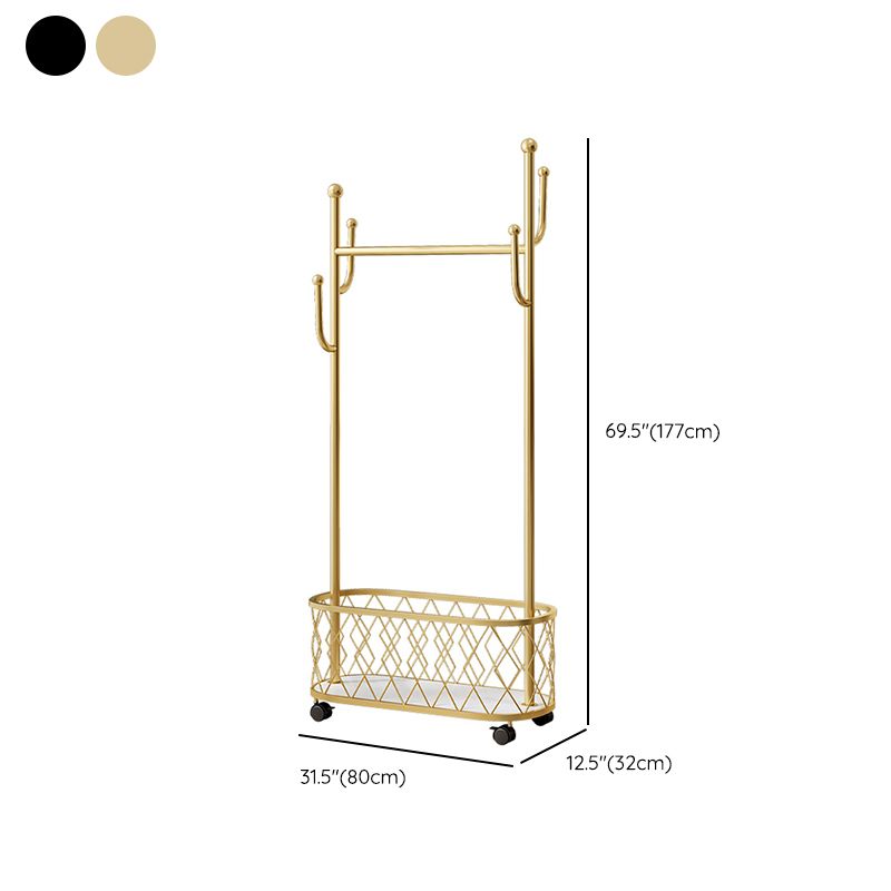 Hangage de manteau métallique de style de luxe Rack de manteau autonome avec roue universelle