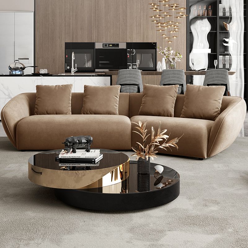 Nordic Wooden 3 Seater Sofa Chaise Dark Brown  Sloped Arm Sofa