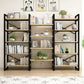 Contemporary Metal and Wooden Shelf Bookcase Open Book Shelf for Study Room
