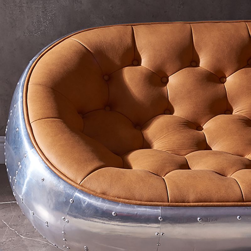 Contemporary Seating Orange Leather Tufted Living Room Settee Clearhalo 'furn' 'furn_sofas' 'Furniture' 'Living Room Furniture' 'Sofa' 'sofas' 1200x1200_ce4664c3-162b-4386-a363-af52b41929f2