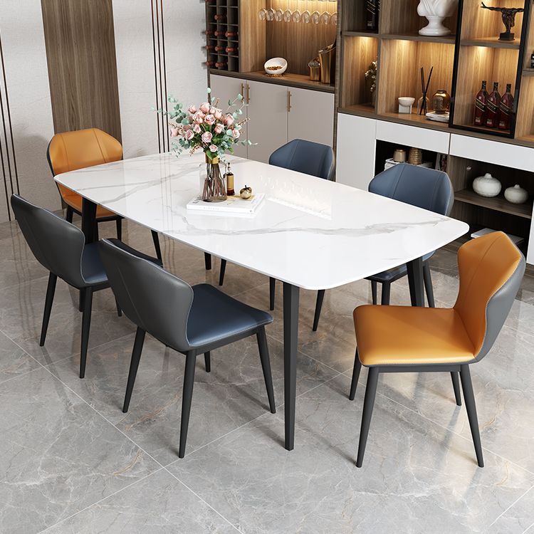 Sintered Stone Top Dining Table Rectangle Table with Metal 4 Legs for Restaurant Clearhalo 'Dining Tables & Seating' 'Dining Tables' 'dining_table' 'furn' 'furn_dining_table' 'Furniture' 'furniture_dining_table' 'Kitchen & Dining Furniture' 'kitchen' 'kitchen_dining_table' 1200x1200_ce46d707-9ac3-405a-a718-e5ee1a331497