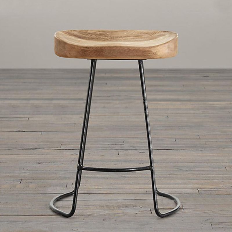 Contemporary Style Counter Stool Solid Wood Saddle Seat Bar Stool with Metal Base Clearhalo 'Bar Furniture' 'Bar Stools' 'bar_stools' 'furn' 'furn_bar_stools' 'Furniture' 'Kitchen & Dining Furniture' 1200x1200_ce46f201-0bf4-4583-a0a5-ef667be53dbb