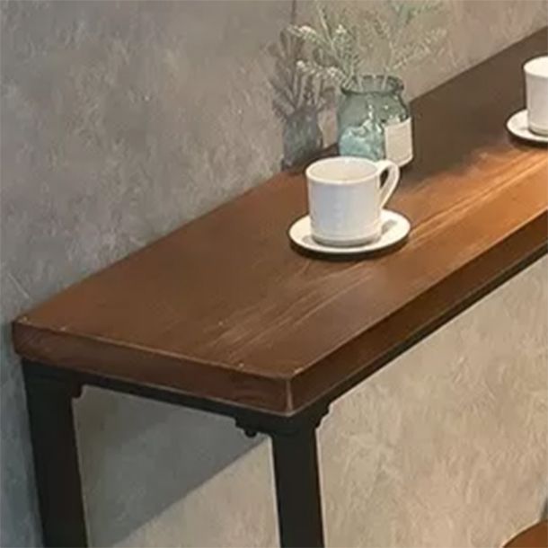 Tavolo da bar rettangolare industriale tavolo da bistrot in legno massello con base di cavalletto in nero