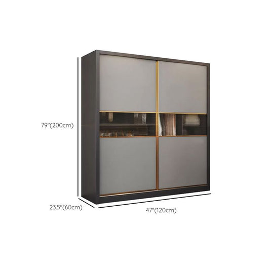 Hölzerne Schiebedarderobe Kabinett grauer Garderobe Armoire mit Kleidungsstange