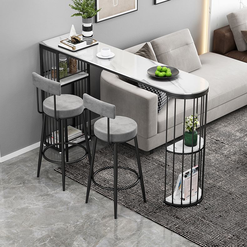 Modern Bar Dining Table Indoor Bar Height Pub Table Iron Base with Shelves Clearhalo 'Bar Furniture' 'Bar Tables' 'bar_tables' 'furn' 'furn_bar_tables' 'Furniture' 'furniture_bar_tables' 'Kitchen & Dining Furniture' 'kitchen&dining_furn' 'kitchen' 1200x1200_ce4a4323-2556-46c8-a202-334952ad1acb