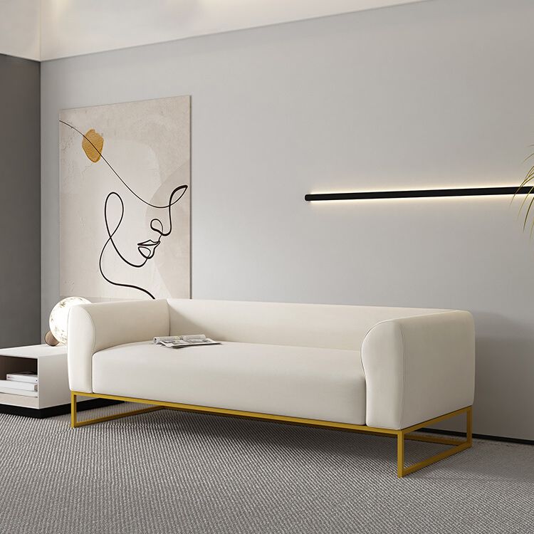 Modern 27.55" H Wood Frame Tuxedo Arm Sofa in White for Living Room Clearhalo 'furn' 'furn_sofas' 'Furniture' 'Living Room Furniture' 'Sofa' 'sofas' 1200x1200_ce4b1436-6b94-4221-aaf6-e7e0647902b7