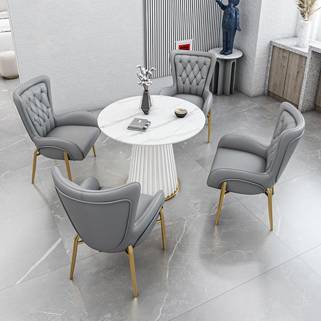 Glam Sintered Stone Dining Table Round Dinner Room Kitchen Table with Pedestal Base Clearhalo 'Dining Tables & Seating' 'Dining Tables' 'dining_table' 'furn' 'furn_dining_table' 'Furniture' 'furniture_dining_table' 'Kitchen & Dining Furniture' 'kitchen' 'kitchen_dining_table' 1200x1200_ce4c0bff-38d8-46a4-8f4b-3ddfd742e2cb