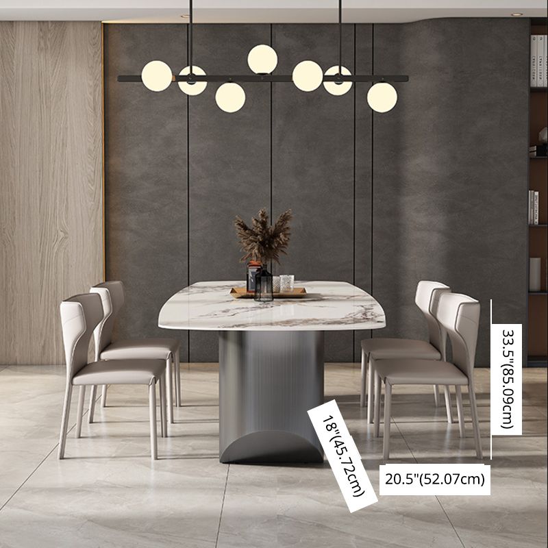 Modern Sintered Stone Top for Kitchen Dining Set Rectangle Standard Dining Set in White Clearhalo 'Dining Room Sets' 'Dining Tables & Seating' 'dining_room_set' 'furn' 'furn_dining_room_set' 'Furniture' 'furniture_dining_room_set' 'Kitchen & Dining Furniture' 'kitchen&dining_furn' 'kitchen' 1200x1200_ce4c3365-02ad-47fd-b29d-3f6688acd27c