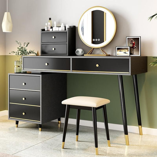 Vanity di trucco nero 15,74 "set di vanità in legno largo con cassetti di stoccaggio