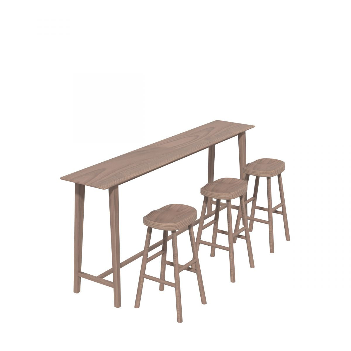 1/4 pièces Table de pub en bois massif rectangle moderne avec tabourets hauts