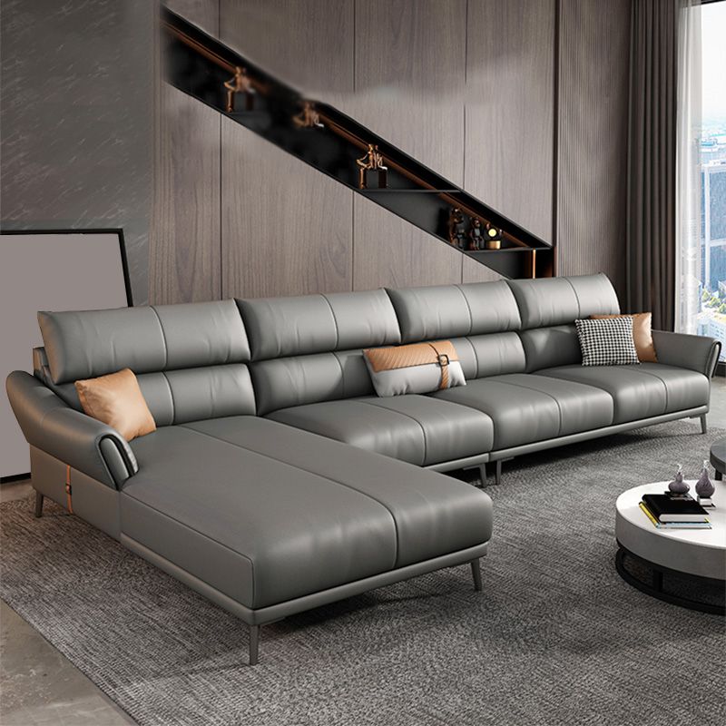 Faux leather High Back Square Arm Sofa and Sectional with Stain-Resistant Clearhalo 'furn' 'furn_sectionals' 'Furniture' 'furniture_sectionals' 'kitchen' 'kitchen_sectionals' 'Living Room Furniture' 'Sectionals' 1200x1200_ce4f6f69-ddfe-44fb-a125-d8483650145c
