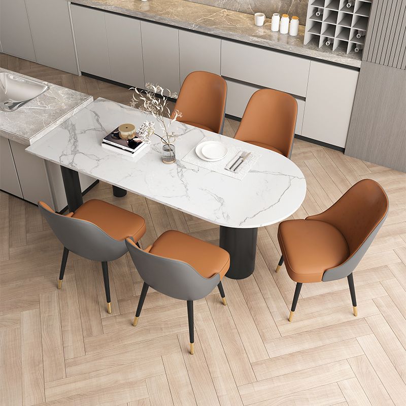 Mesa blanca de piedra sinterizada de forma libre para mesa de lujo de restaurante con 3 patas negras