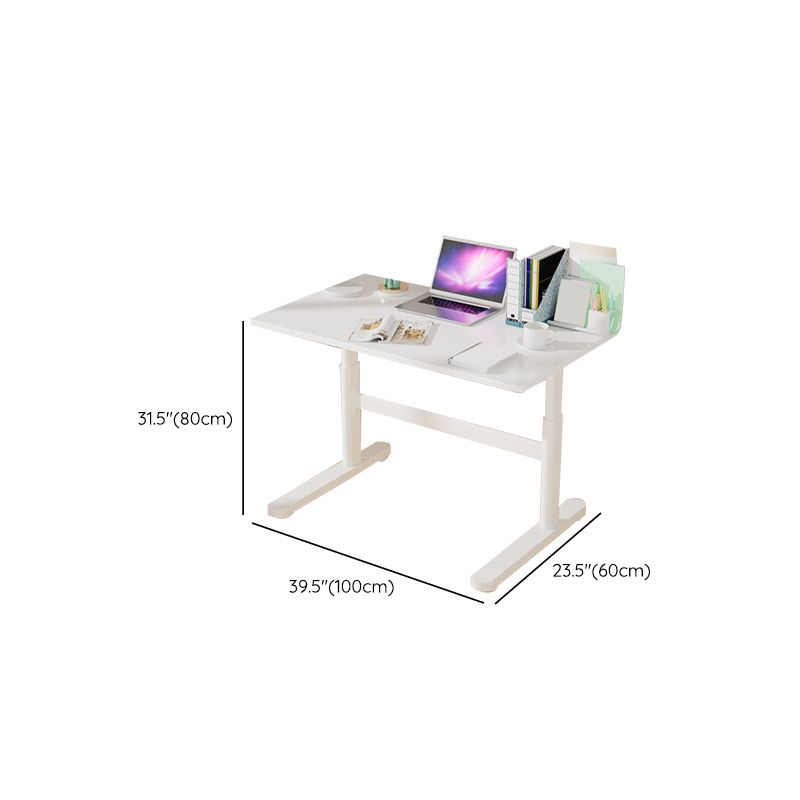 Contemporary Adjustable Height Writing Desk White T-shape Base Office Desk Clearhalo 'furn' 'furn_office_desk' 'Furniture' 'Office Desks' 'Office Furniture' 'office_desk' 1200x1200_ce4fc94d-83ed-4aba-8762-02381e01ed94