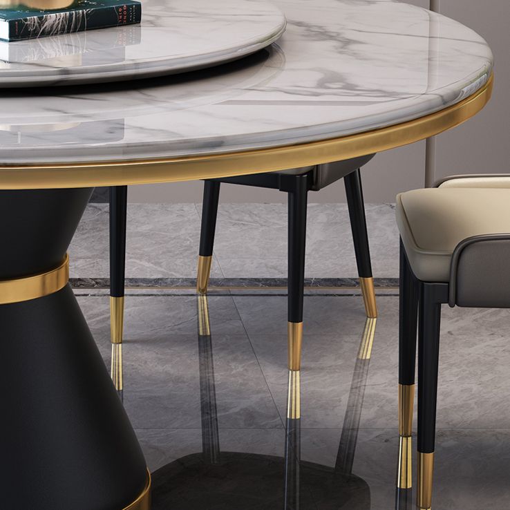 Metal Modern Round Indoor Table Sintered Stone Dining Table for Kitchen and Dining Room Clearhalo ' dining_table' 'Dining Tables & Seating' 'Dining Tables' 'furn' 'furn_dining_table' 'Furniture' 'furniture_dining_table' 'Kitchen & Dining Furniture' 'kitchen&dining_furn' 'kitchen' 'kitchen_dining_table' 1200x1200_ce50bc38-c398-49bf-9fe3-edb7717f4c9a