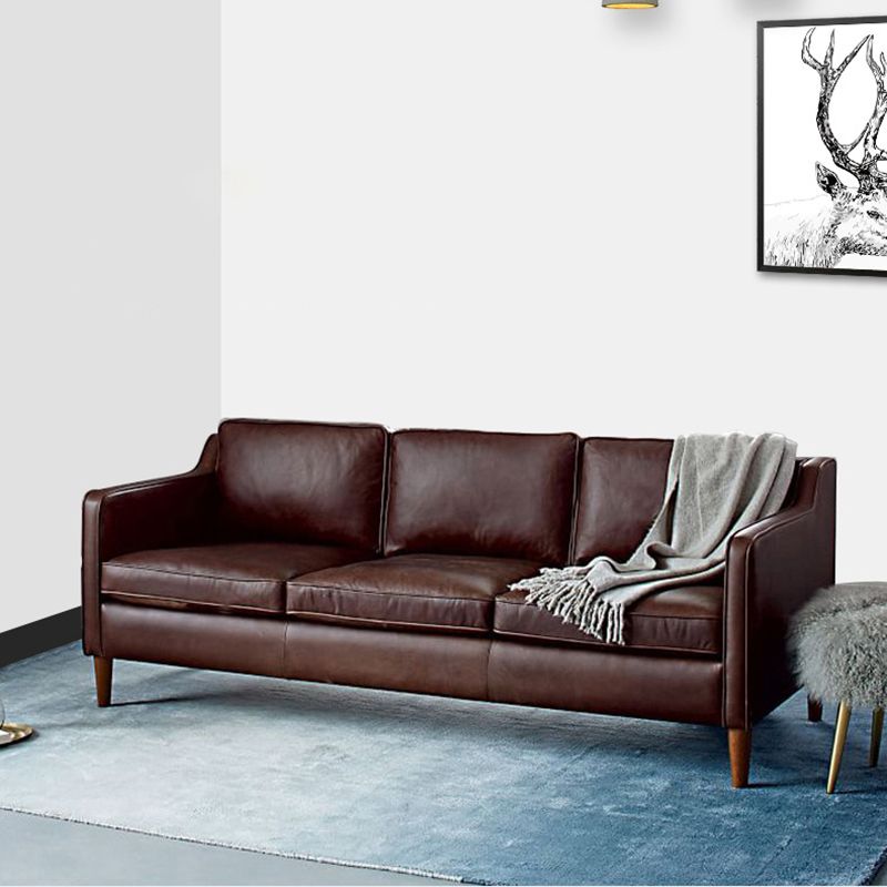 リビングルーム用のボルスター枕の座席付きコンテンポラリースタイルのレザーソファ