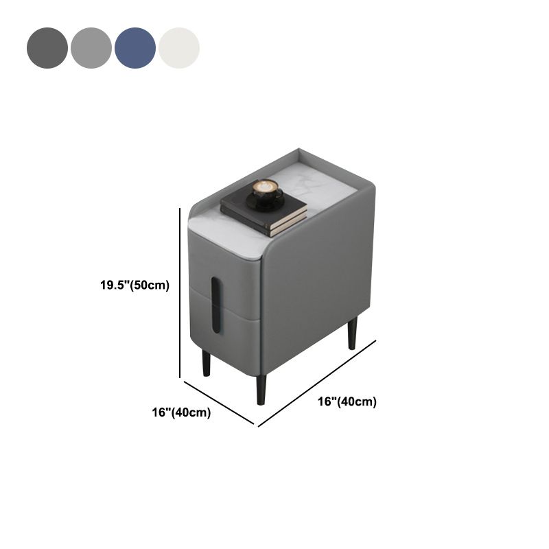 20 Zoll großer Nachttisch moderner Stein-Faux-Leder 2-Dränger-Beine inklusive Nachttisch enthalten