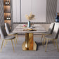 Mesa de comedor rectangular moderna, mesa superior de piedra gris brillante para el hogar