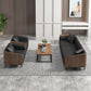 Industrial Cushions Living Room Faux Leather Standard Settee