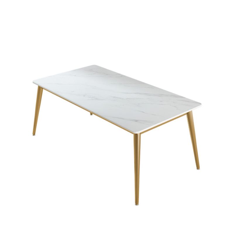 Stone Top Dining Table Set 1/2/5 Pieces Glam Rectangle Dinette Set in White Clearhalo 'Dining Room Sets' 'Dining Tables & Seating' 'dining_room_set' 'furn' 'furn_dining_room_set' 'Furniture' 'Kitchen & Dining Furniture' 1200x1200_ce5a4b41-c747-46a8-b01a-8a124b7a6716