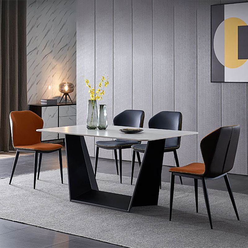 Contemporary Style Chair Dining Armless Wingback Side Chairs with Metal Legs for Kitchen Clearhalo ' kitchen&dining_furn' 'Dining Chairs' 'Dining Tables & Seating' 'dining_chair' 'furn' 'furn_dining_chair' 'Furniture' 'furniture_dining_chair' 'Kitchen & Dining Furniture' 'kitchen' 1200x1200_ce5f603d-9078-42b8-abe0-efaef0bf31fb