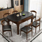 Mesa de comedor de cocina contemporánea, mesa de comedor extensible de madera maciza con 4 patas