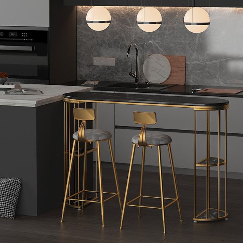 Light Luxury Oval Bar Table Stone Top Metal Pedestal Pub Table for Dining Room Clearhalo 'Bar Furniture' 'Bar Tables' 'bar_tables' 'Furniture' 'furniture_bar_tables' 'Kitchen & Dining Furniture' 1200x1200_ce609475-e6d1-4de0-8a9c-2983c833bc03