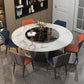 Marble Round Dining Table Contemporary Style Dining Site Table with Turntable