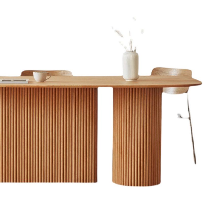Solid Wood Dining Table Oval Double Pedestal Brown Furniture for Restaurant Clearhalo 'Dining Tables & Seating' 'Dining Tables' 'dining_table' 'furn' 'furn_dining_table' 'Furniture' 'furniture_dining_table' 'Kitchen & Dining Furniture' 'kitchen' 'kitchen_dining_table' 1200x1200_ce618b1f-16aa-4e46-a15e-ee5e6c340c03