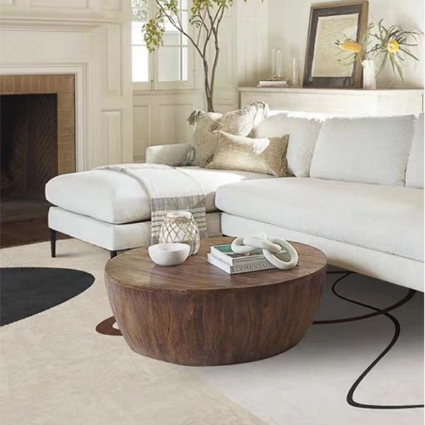 Distressed Wood Coffee Table Scandinavian 14.96" H 1 Single Cocktail Table