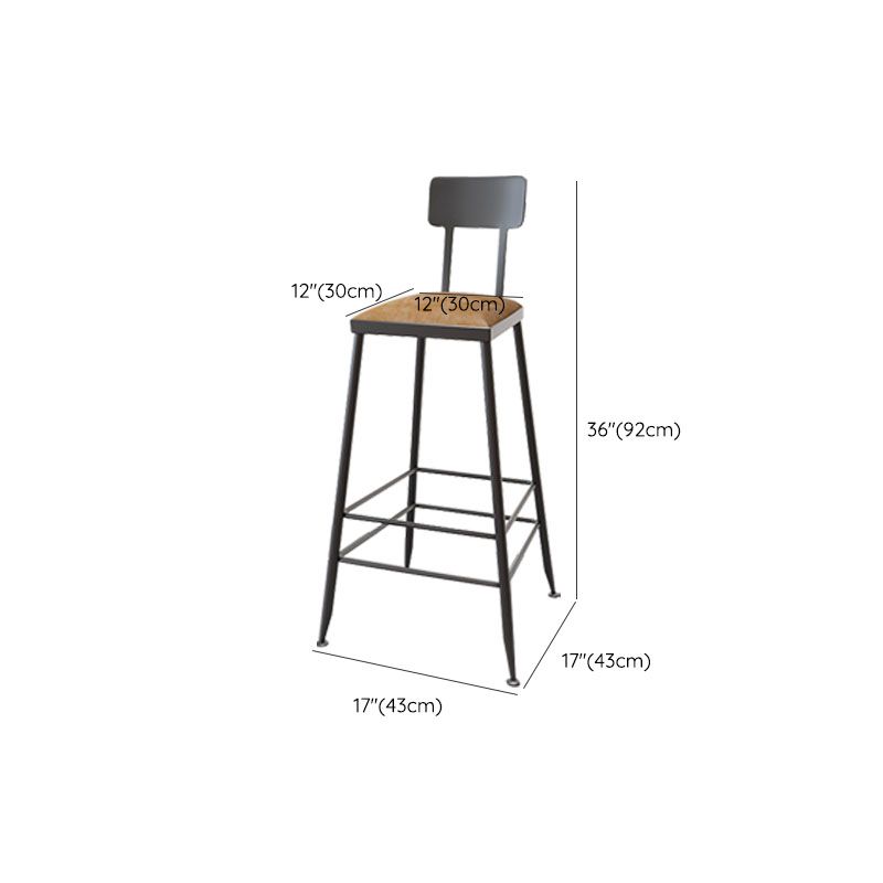 Contemporary Bar Stools Low Back Dining Stools with Black Metal Base
