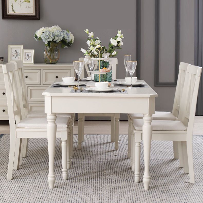 Rectangle 4 Legs Mid-Century Dining Table White Tone Fixed Table of Solid Wood Clearhalo ' dining_table' 'Dining Tables & Seating' 'Dining Tables' 'furn' 'furn_dining_table' 'Furniture' 'furniture_dining_table' 'Kitchen & Dining Furniture' 'kitchen&dining_furn' 'kitchen' 'kitchen_dining_table' 1200x1200_ce645822-b112-4865-8c00-2db3af729f09