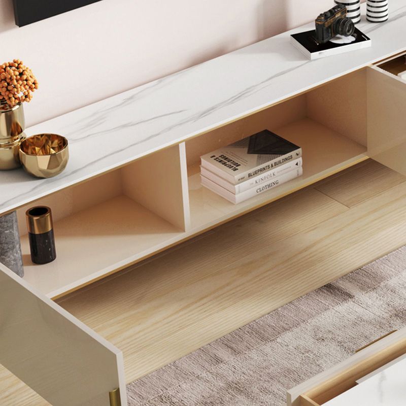 Stand de rangement de rangement ci-joint Armoire TV de style glam avec 2 tiroirs