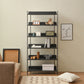 Industrial Etagere Bookshelf Metal Shelves Included Open Back Bookcase