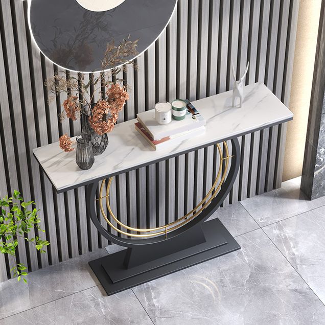 Tabella della console di pietra 31.49 "Tabella del rettangolo di rettangolo ad alta resistenza graffiata