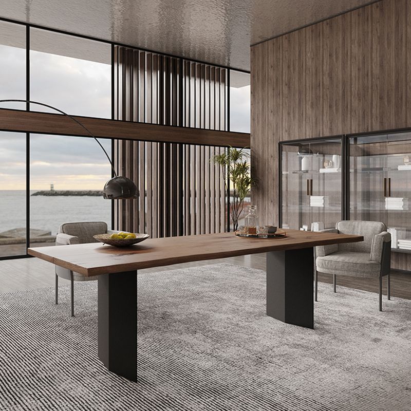 Brown Solid Wood Top Dining Table Rectangle Kitchen Dinette Table Clearhalo 'Dining Tables & Seating' 'Dining Tables' 'dining_table' 'furn' 'furn_dining_table' 'Furniture' 'Kitchen & Dining Furniture' 1200x1200_ce6ae136-bae4-4772-baa7-c3d966cccb61